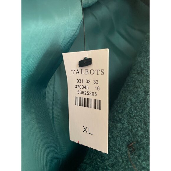 NWT Talbots XL Teal Green Wool Blend Coat With Button Front & Pockets - Picture 3 of 6